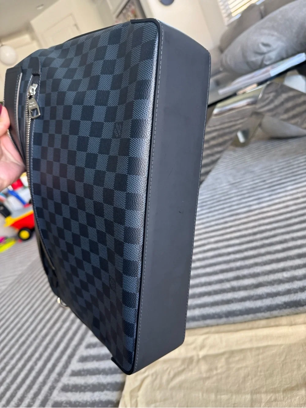 Louis Vuitton Blue Damier Graphite Messenger Bag with Silver Hardware
